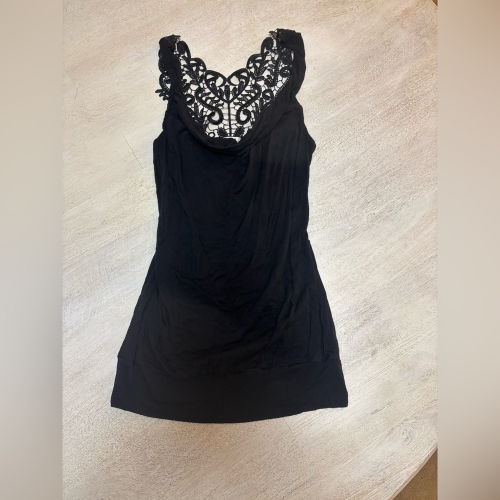 Studio Y Black Dress with Lace Accents